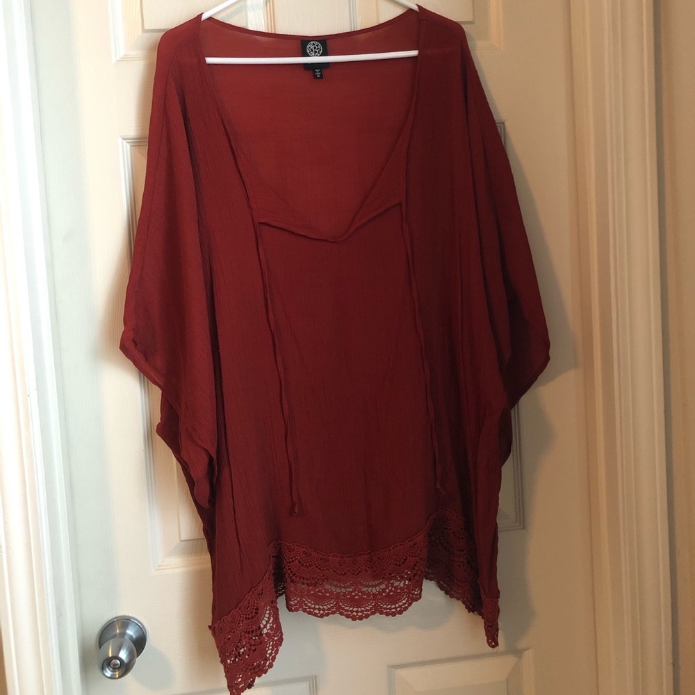 Bobeau sheer boho top